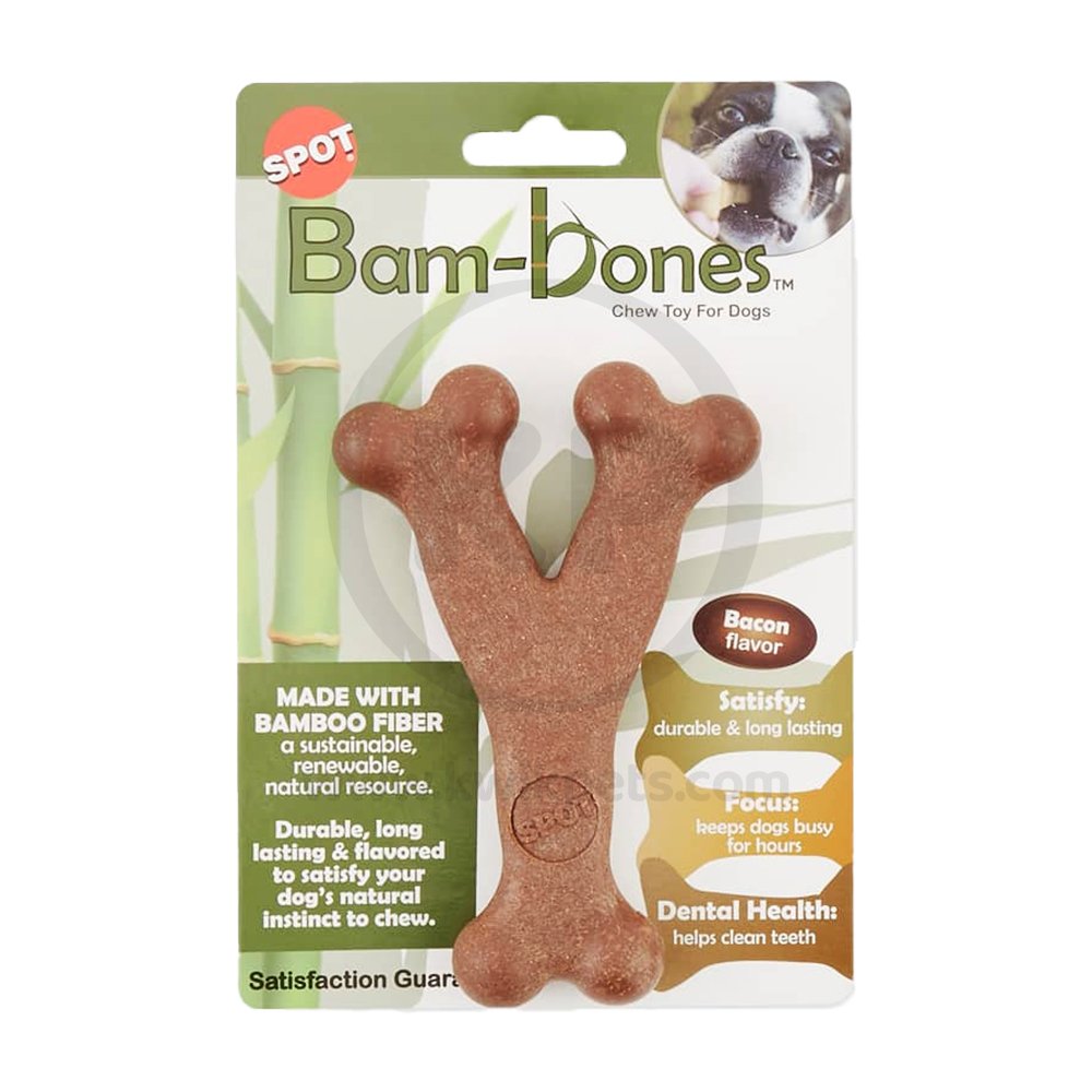 Ethical Bam-Bone Wish Bone Bacon Dog Toy 5.25 in, Ethical