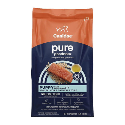 CANIDAE PURE Puppy with Wholesome Grains Dry Dog Food Salmon & Oatmeal, 4-lb