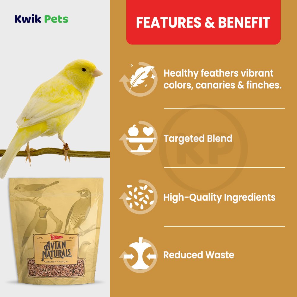 Volkman Seed Company Avian Naturals Canary/Finch Bird Food 4 lb, Volkman