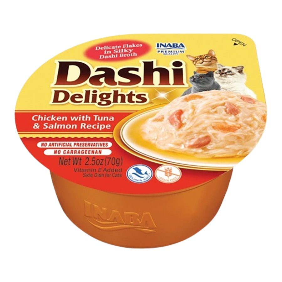 Inaba Dashi Delights Lickable Cat Treats Chicken with Tuna & Salmon Recipe 2.5-oz Cups 6 Count, Kwik Pets