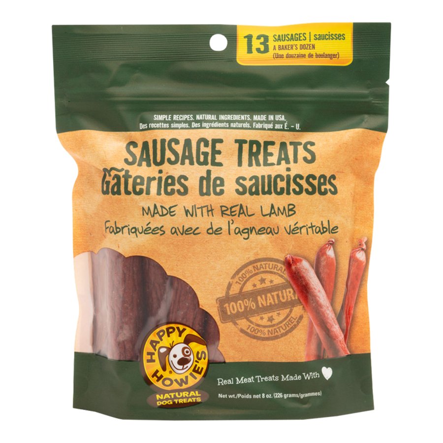 Happy Howie's Baker's Dozen Lamb Sausage Dog Treats 13 Count 8-oz, Kwik Pets
