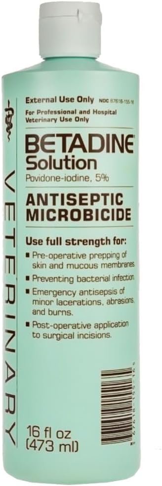 Betadine Povidone-Iodine Antiseptic Solution for Dogs, Cats & Horses 16-oz