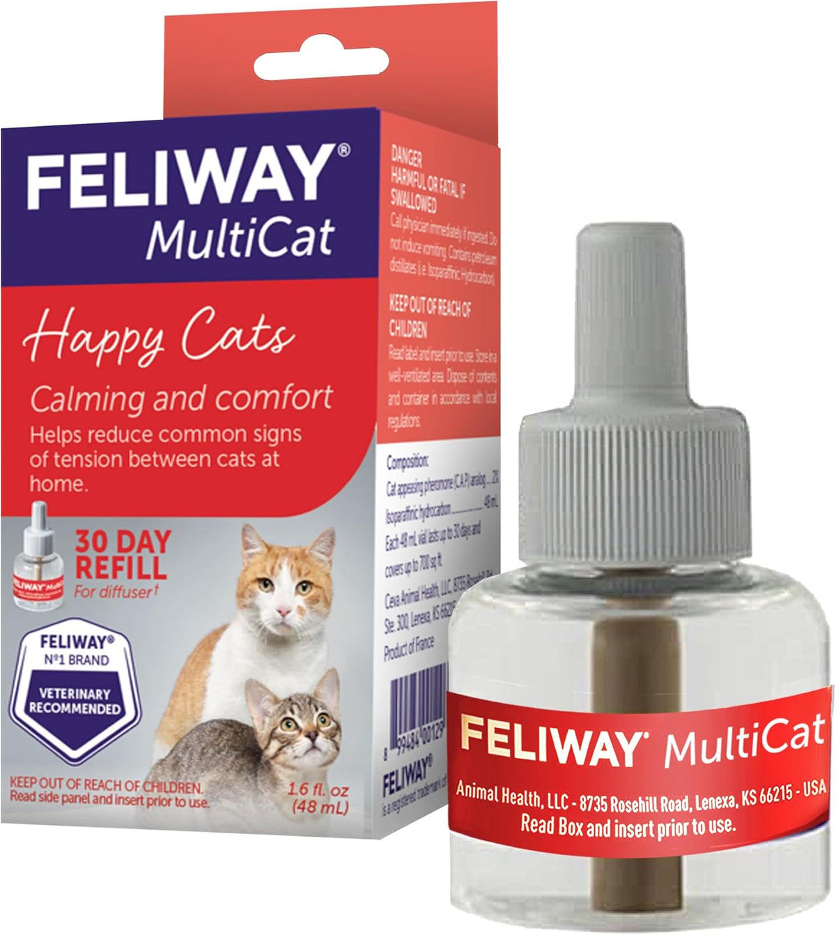 Ceva Feliway MultiCat Calming Pheromone Diffuser 30 day Refill for Cats 1 Count