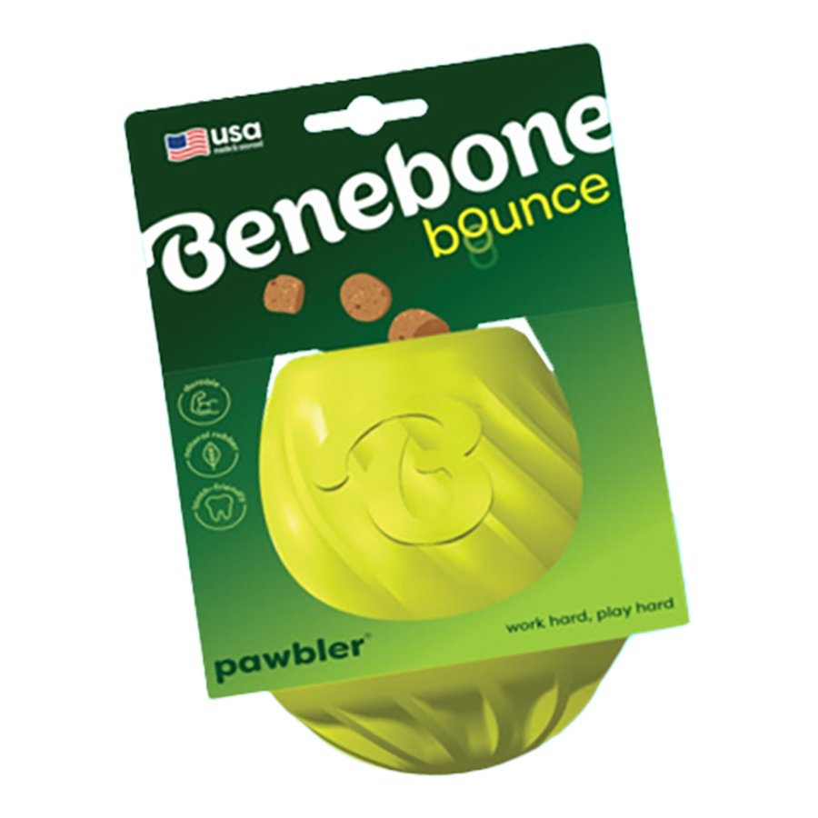 Benebone Natural Rubber Pawbler Treat Dispensing Dog Toy Green Medium, Kwik Pets