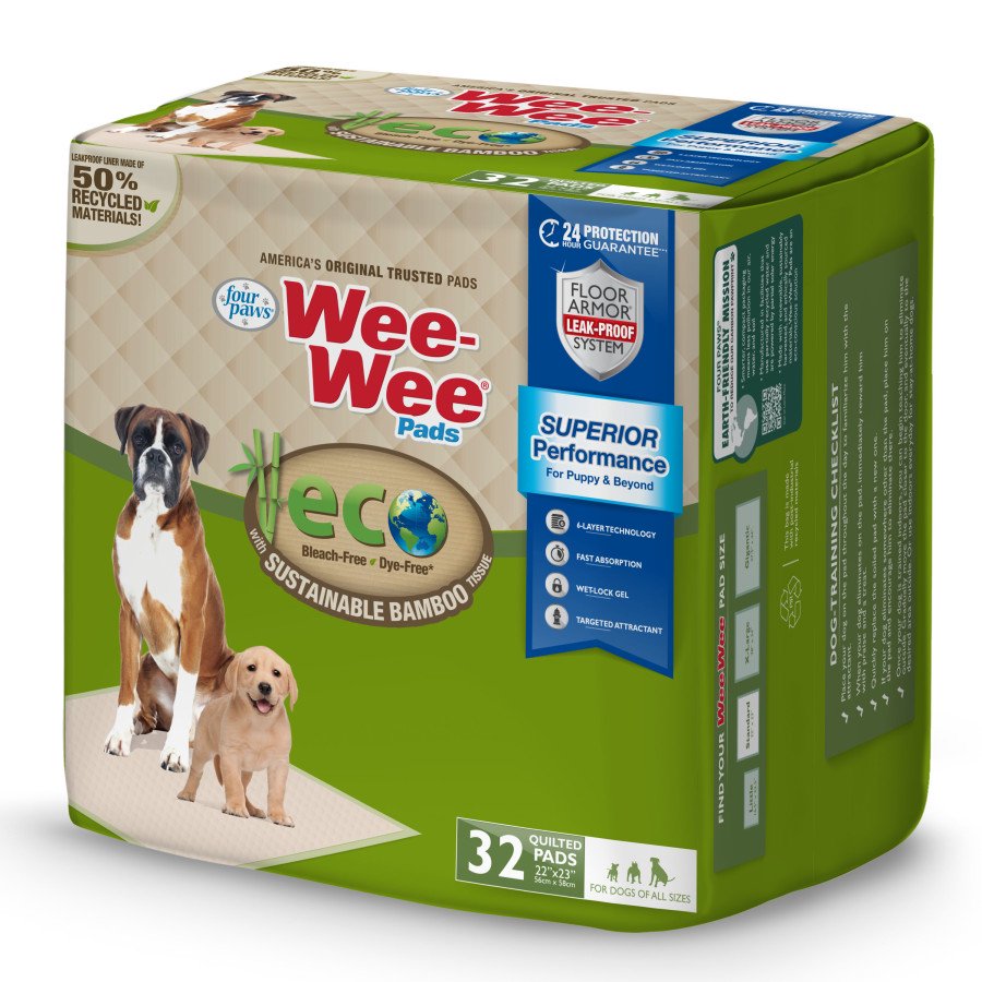 Four Paws Wee-Wee Superior Performance Eco Bamboo Dog Pee Pads 32 Count 22 in X 23 in, Kwik Pets