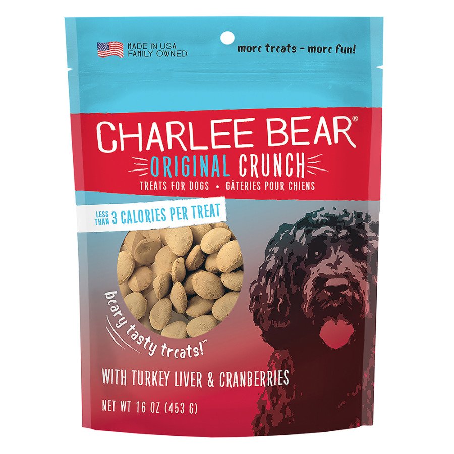 Charlee Bear Original Crunch Dog Treats Turkey Liver & Cranberries 16-oz, Kwik Pets
