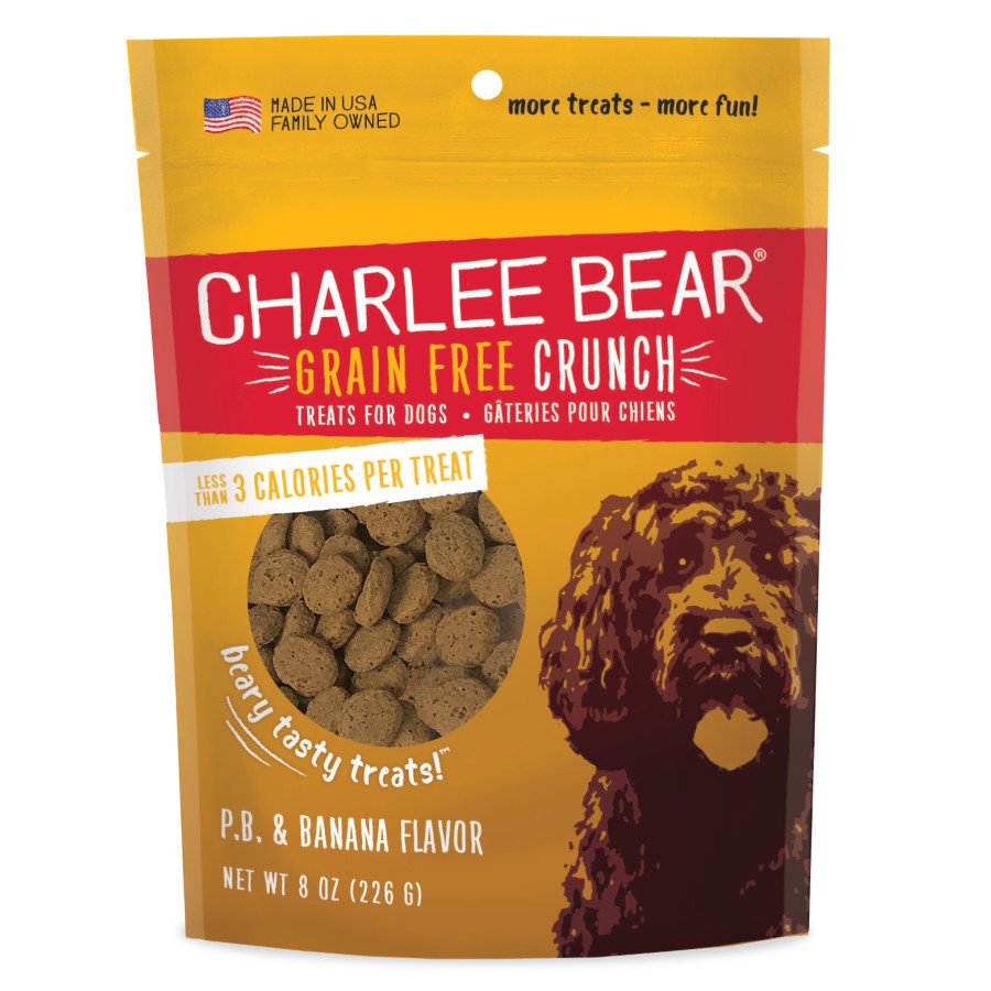 Charlee Bear Grain Free Crunch Dog Treats P.B & Banana 8-oz, Kwik Pets