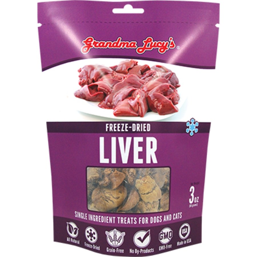 Grandma Lucy's Single Ingredient Freeze-Dried Dog & Cat Treats Chicken Liver 2.5-oz, Kwik Pets