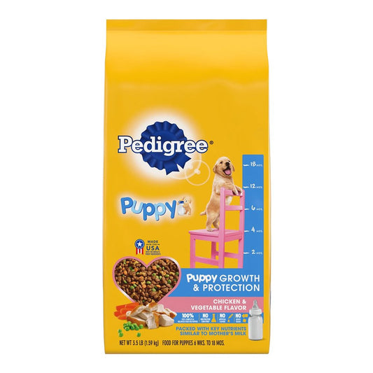 Pedigree Puppy Growth & Protection Dry Dog Food Chicken & Vegetable, 3.5-lb, Pedigree