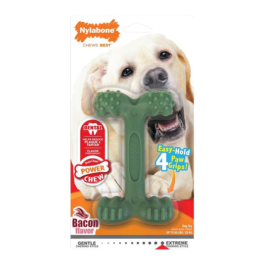 Nylabone Power Chew Easy-Hold Dog Dental Chew Toy Bacon, Large/Giant - Up To 50 lb