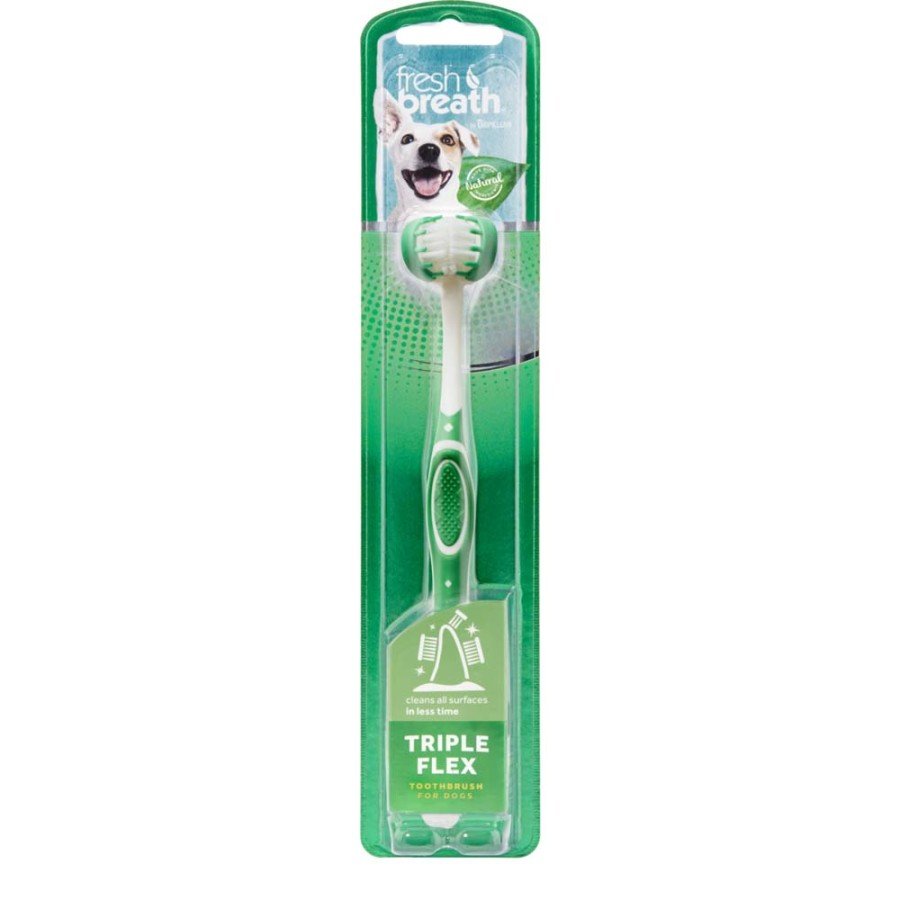 TropiClean Fresh Breath Triple Flex Large Dog Toothbrush, Kwik Pets