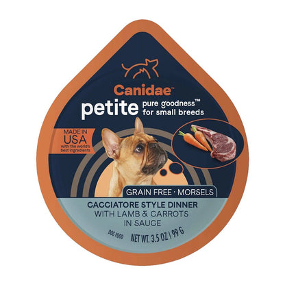 CANIDAE PURE Petite Small Breed Grain-Free Wet Dog Food Morsels w/Lamb & Carrots, 3.5-oz, CANIDAE