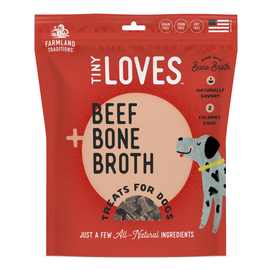 Farmland Traditions Tiny Loves Jerky Dog Treats Beef with Bone Broth 12-oz, Kwik Pets