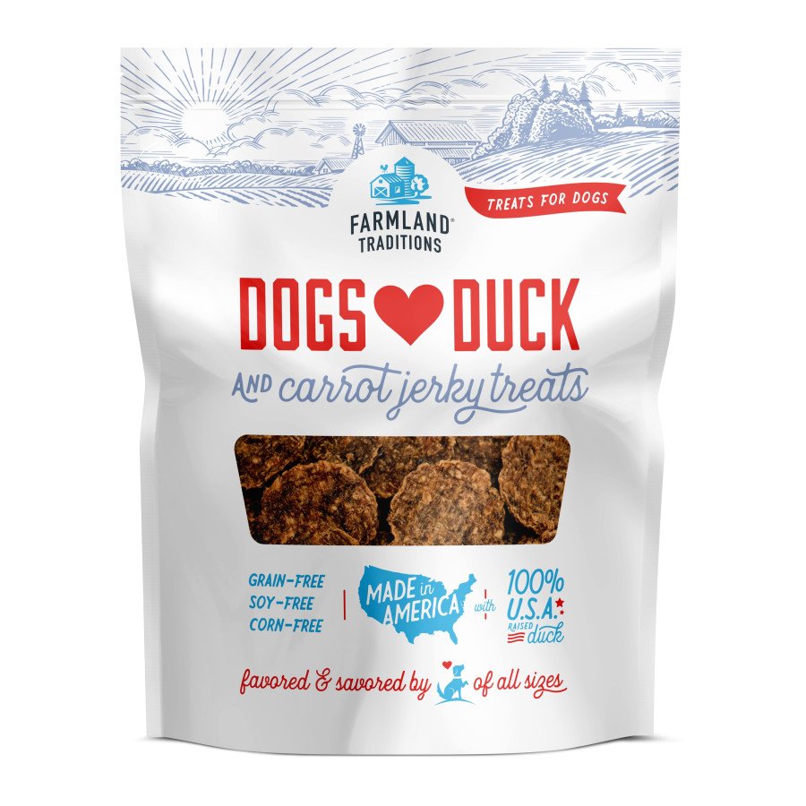 Farmland Traditions Dogs Love Duck & Carrot Jerky Dog Treats 2.5-lb, Kwik Pets