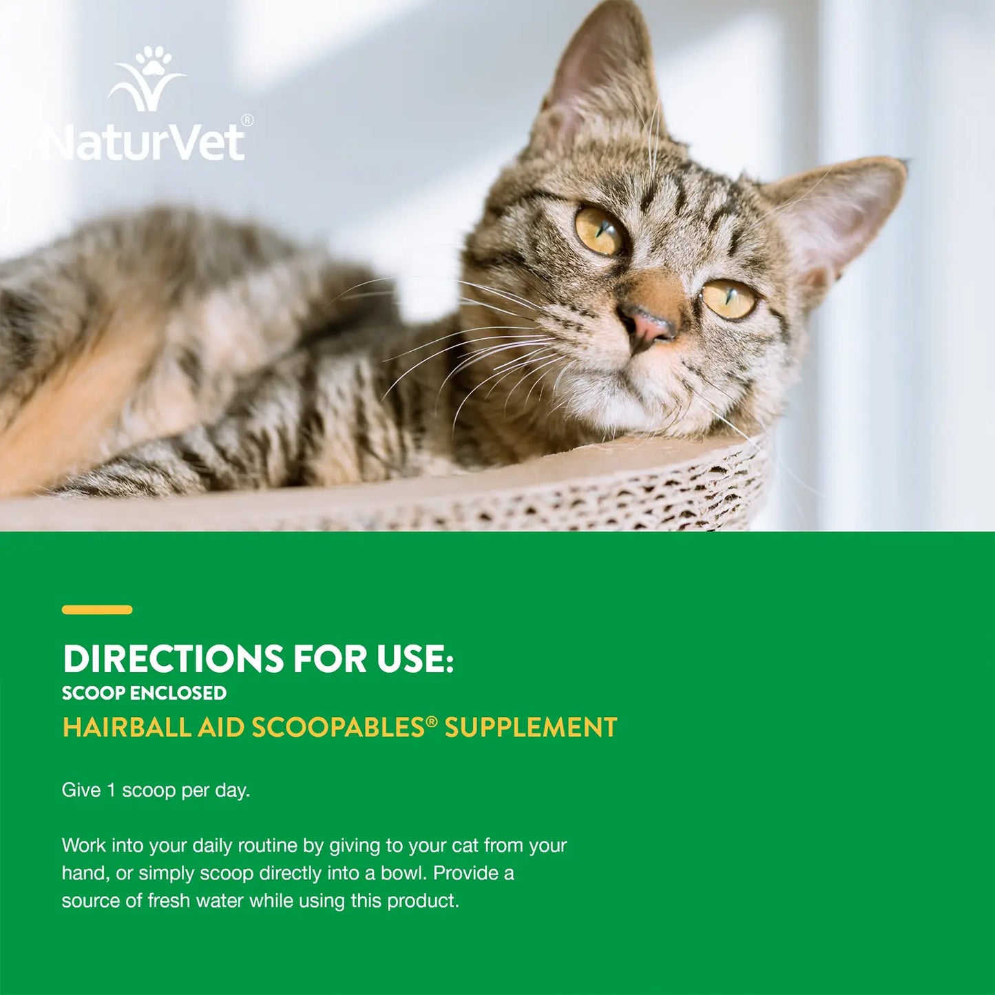 Usages Directions of NaturVet Scoopables Hairball Aid for Cats 5.5-oz