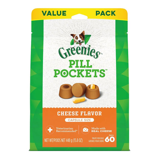 Greenies Pill Pockets for Capsules Cheese, 60 ct, 15.8 oz, Greenies
