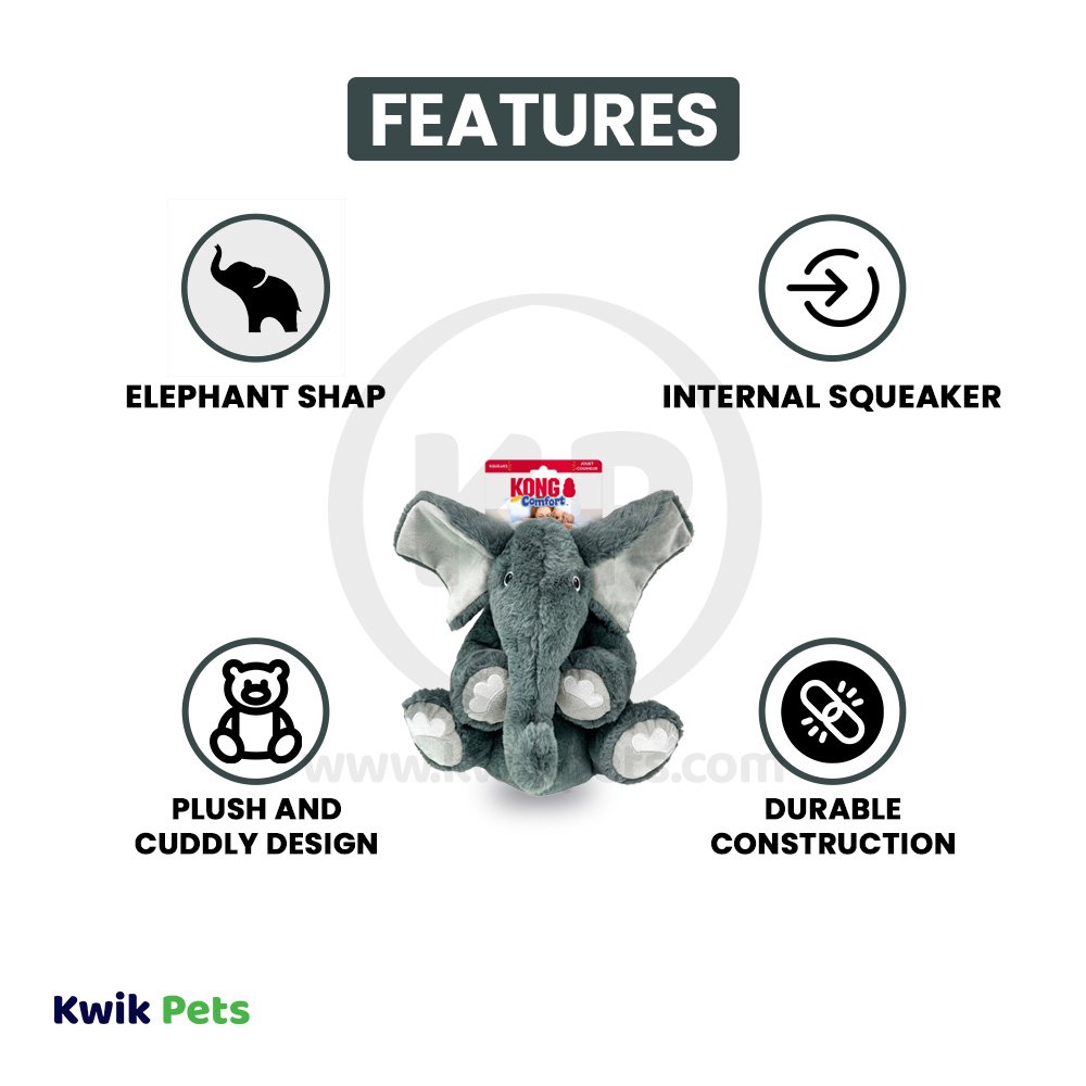KONG Comfort Kiddos Elephant Dog Toy, LG, KONG