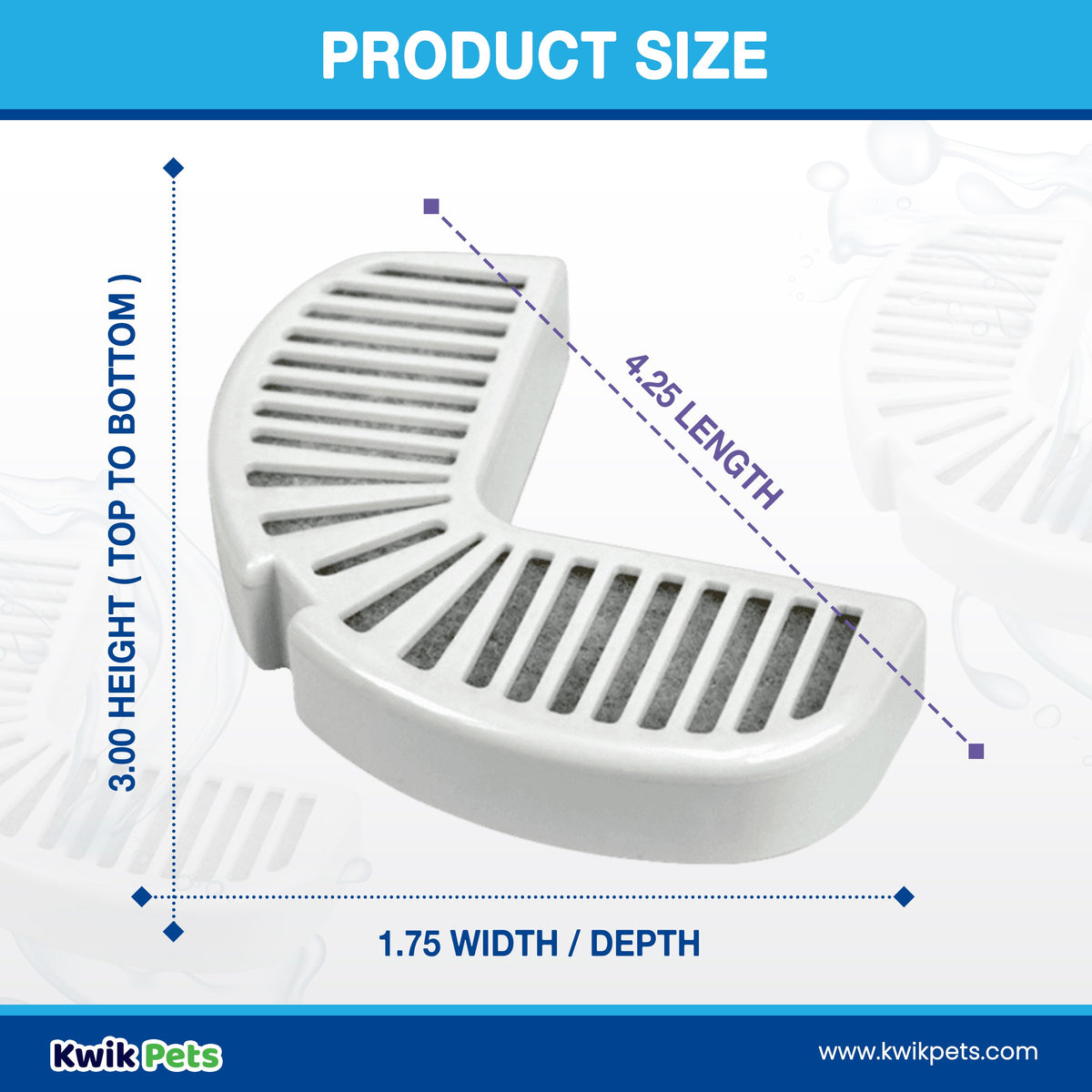 Size Pioneer Pet Replacement Filters for Ceramic & Stainless Steel Fountains 3 Count