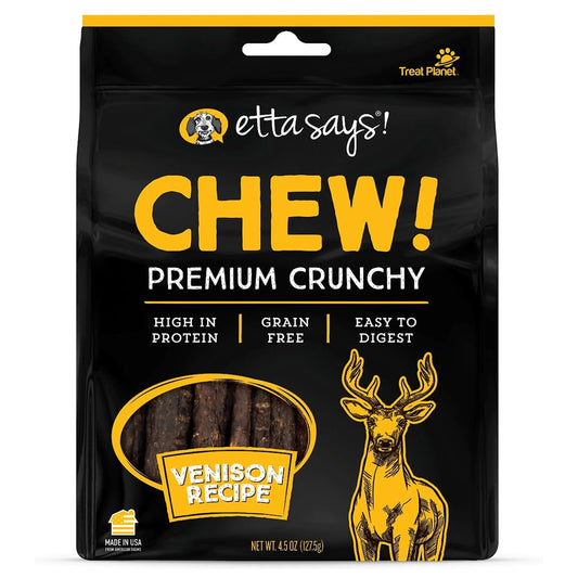 Etta Says! Premium Crunchy Venison Chew Dog Treats 4.5 oz, Etta Says
