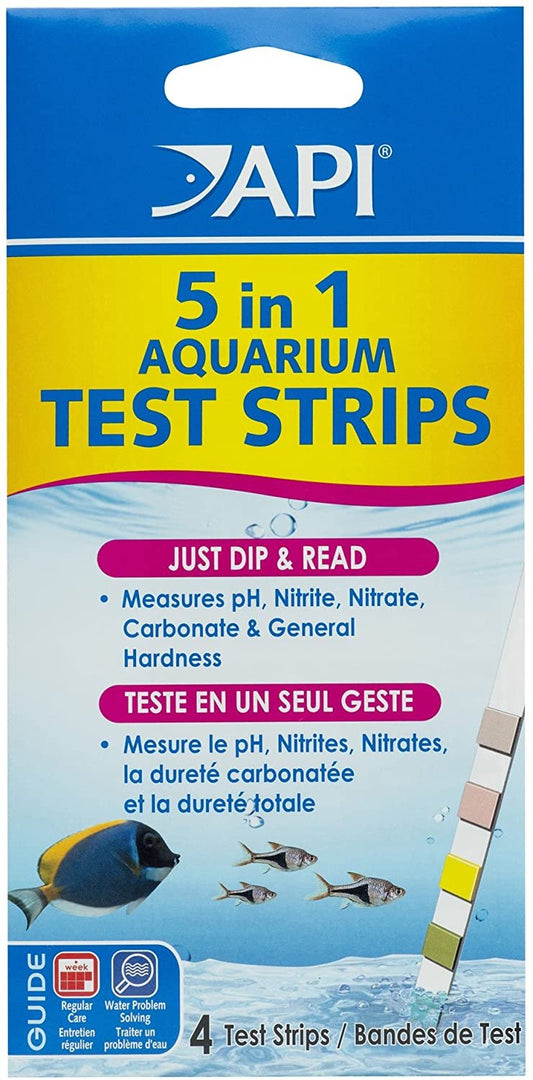 API 5-in-1 Freshwater Aquarium Test Strip 4ct, API