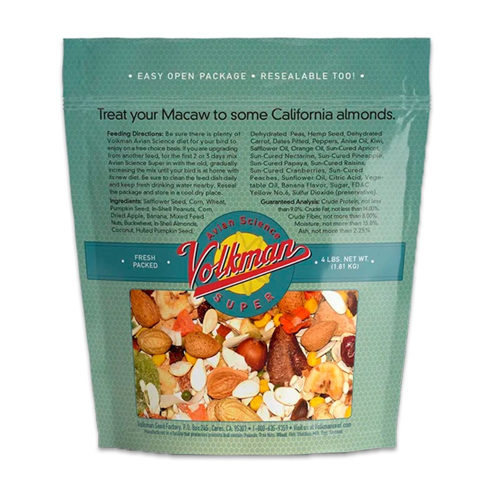 Volkman Seed Company Avian Science Super Macaw Bird Treat, 4 lb, Volkman