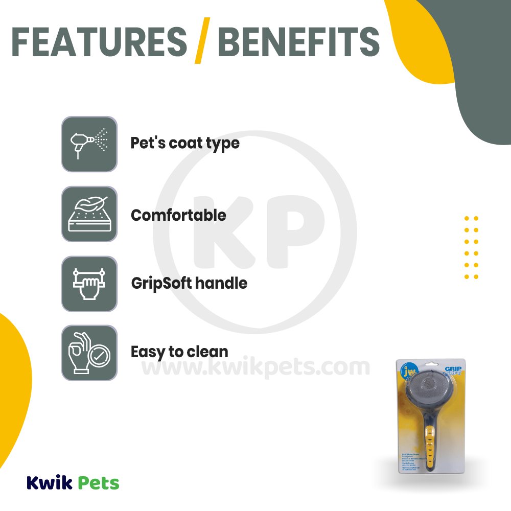 Features and Benefits of JW Pet GripSoft Slicker Brush with Soft Pins Small