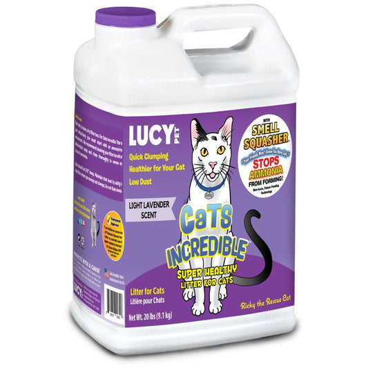 Lucy Pet Products Cats Incredible™ Clumping Cat Litter Light Lavender Scent 20 lb, Lucy Pet