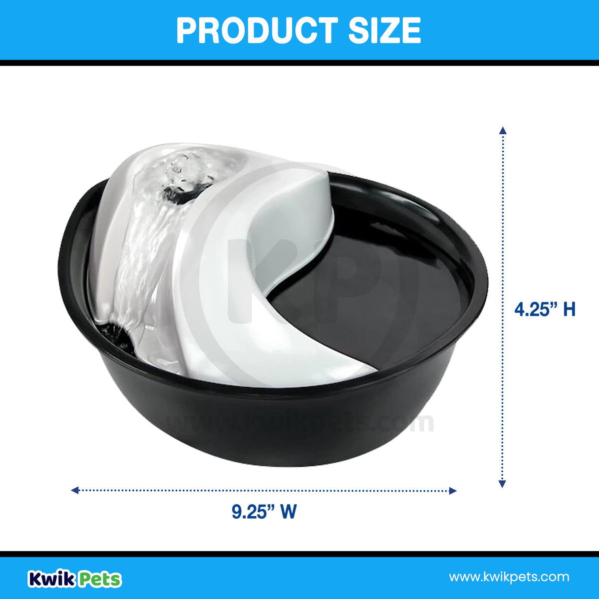 Size of Pioneer Pet Raindrop Black & White Plastic Drinking Fountain 60-oz
