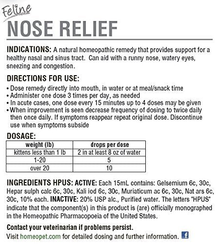 HomeoPet Feline Nose Relief 15ml, HomeoPet