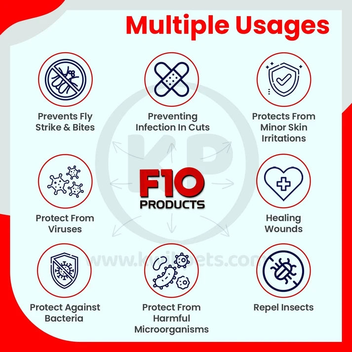 Multiple Usages of F10 Antiseptic Wound Spray with Insecticide 100ml