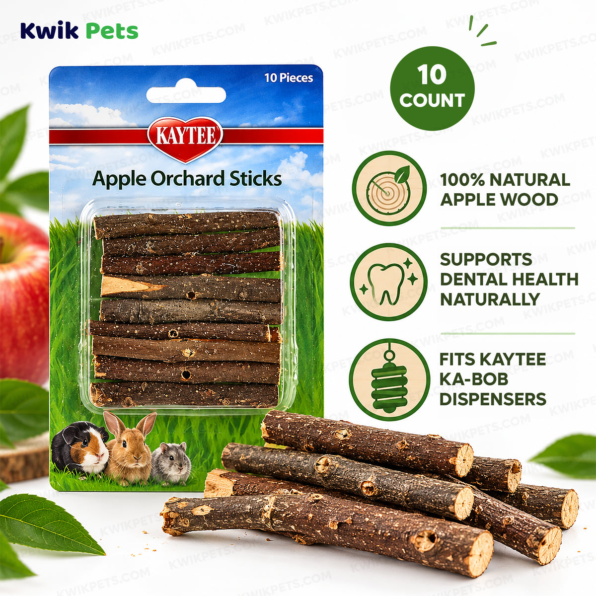 Back of Kaytee Apple Orchard Sticks for Small Animals 10 Count