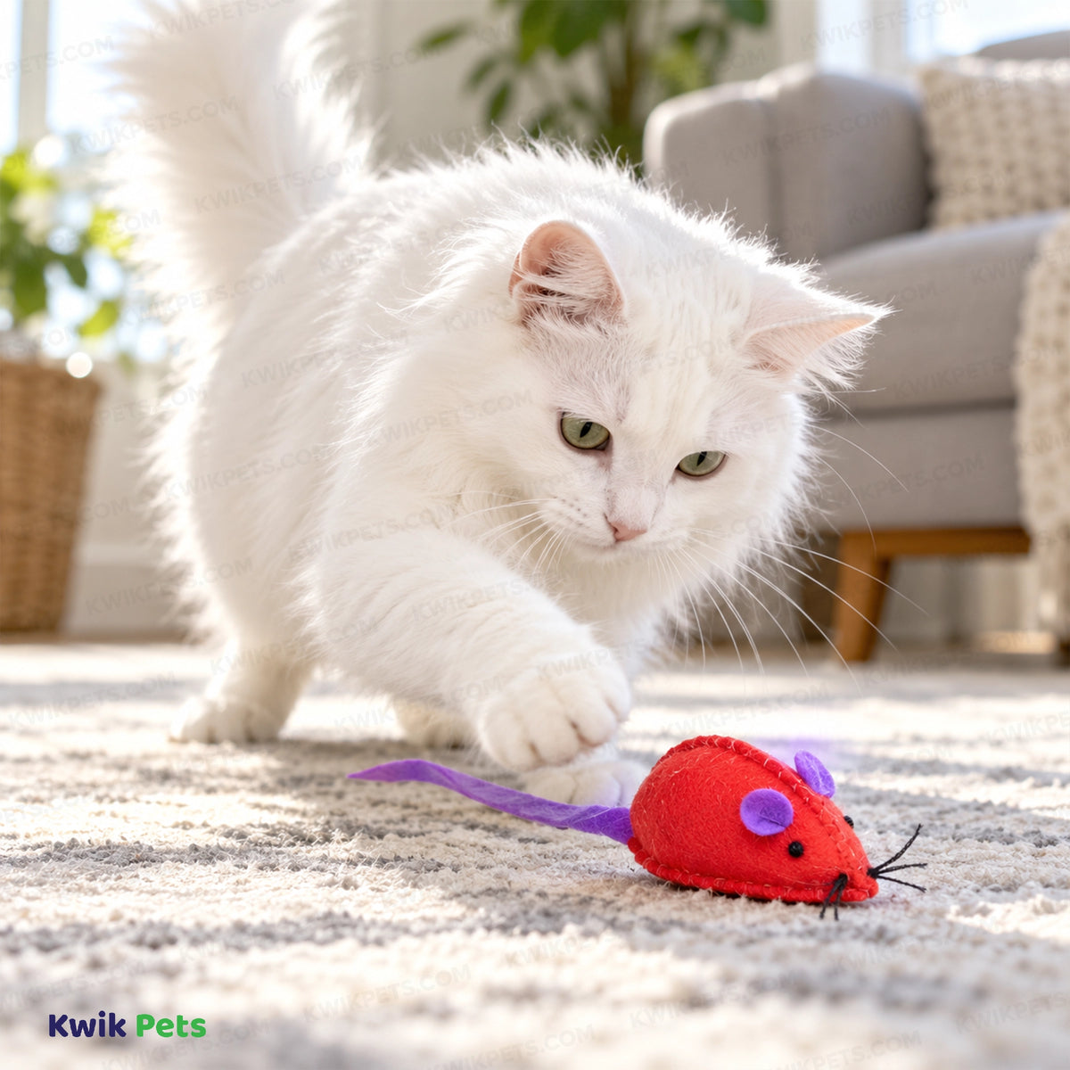 Lifestyle of Spot Felt Mice Cat Toy with Catnip Assorted 6 Count 6-in