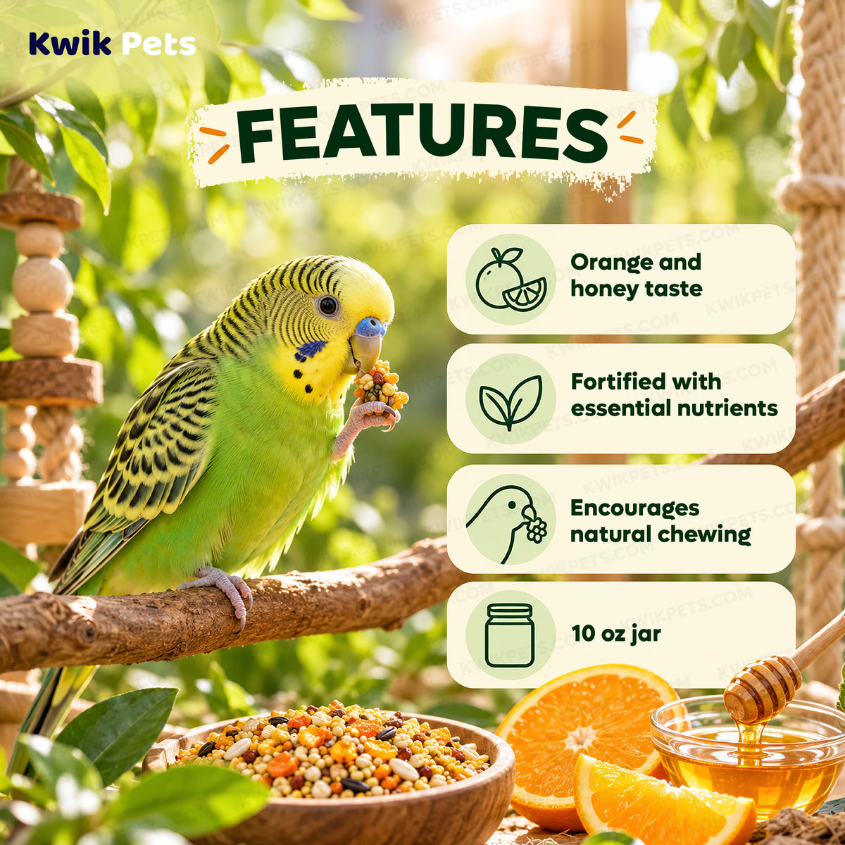 Features of Kaytee Orange Flavored Parakeet Bird Treat 10-oz
