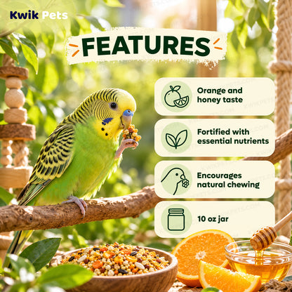 Features of Kaytee Orange Flavored Parakeet Bird Treat 10-oz
