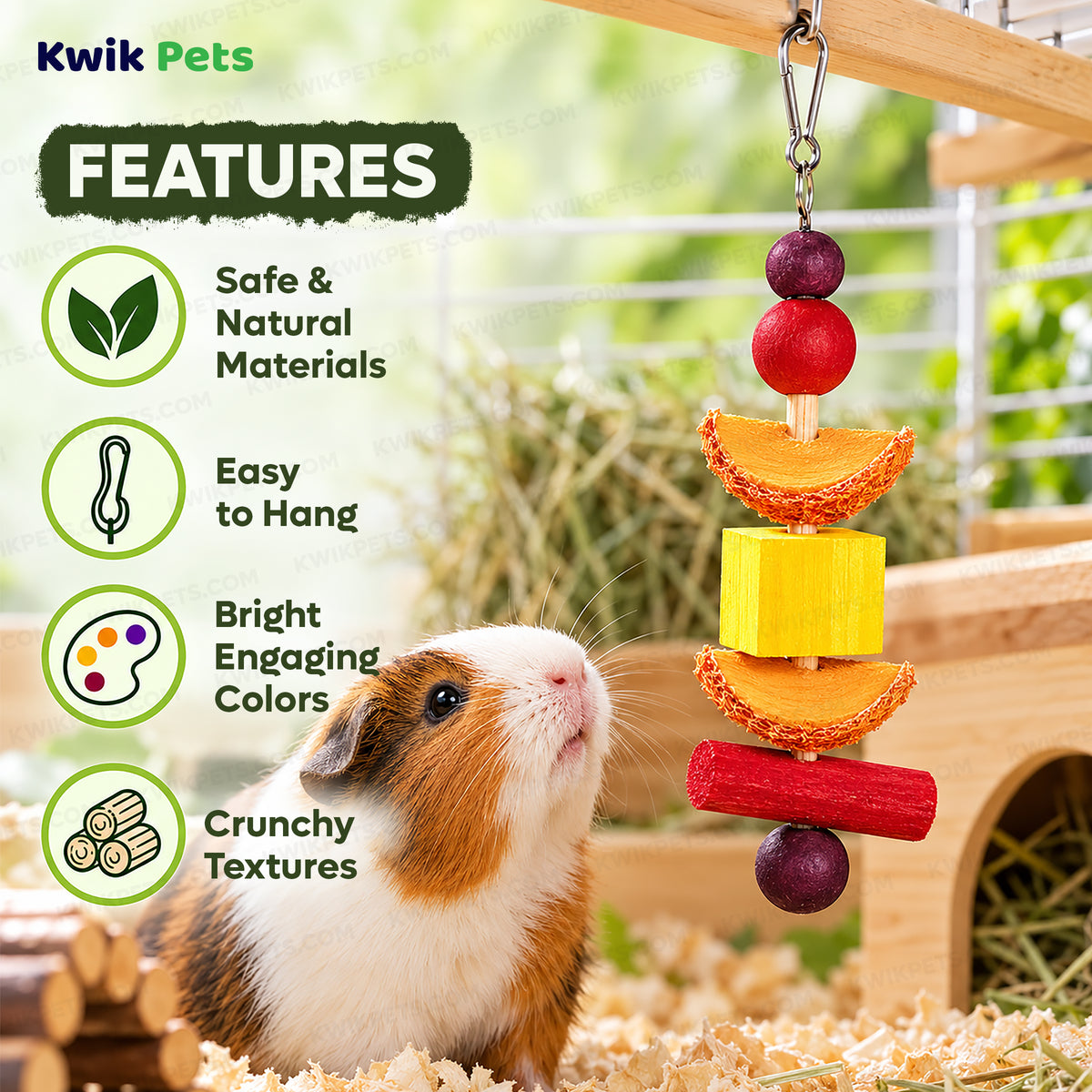 Features of Kaytee Perfect Chews Guinea Pig Toy 1 in X 2.5 in X 9.3 in