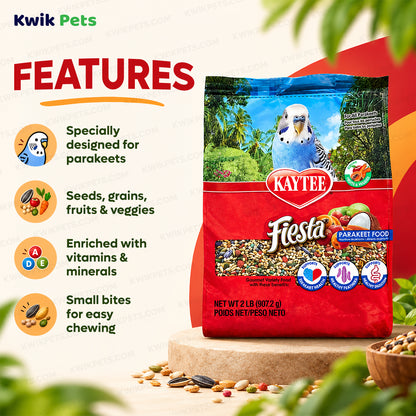 Features of Kaytee Fiesta Parakeet Food 2-lb
