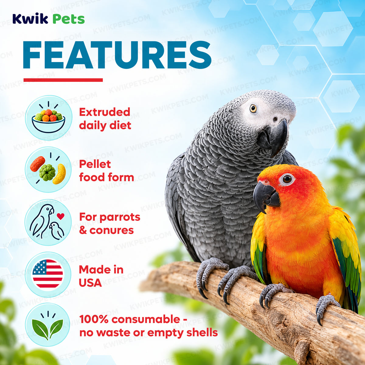 Features of Kaytee Exact Rainbow Parrot & Conure Food 4-lb