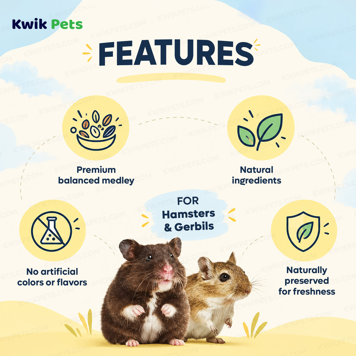 Features of Kaytee Supreme Hamster & Gerbil Food 2-lb
