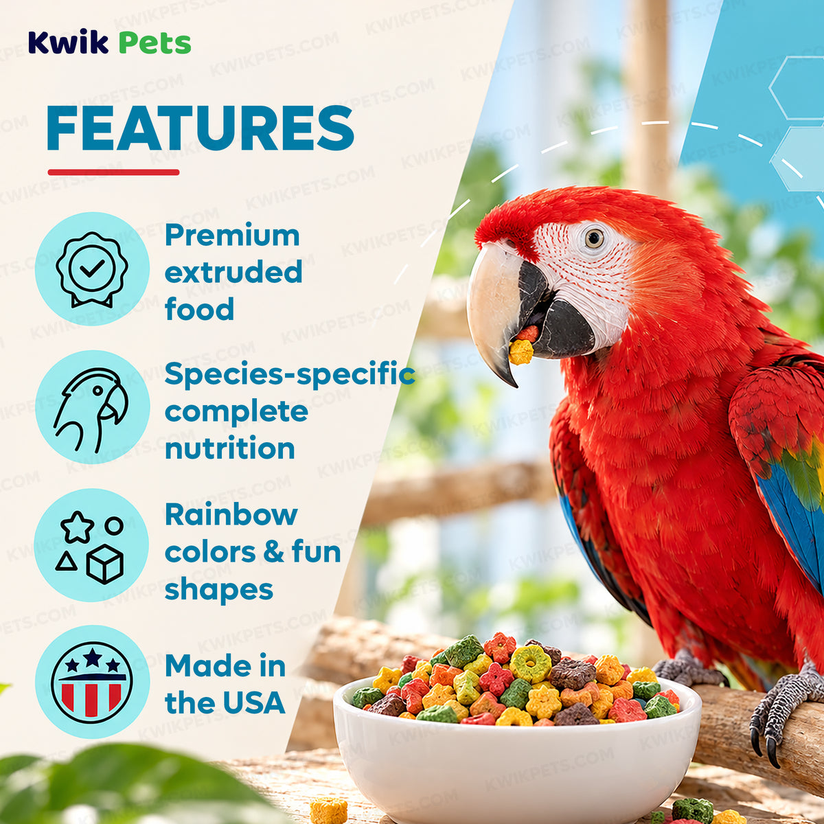 Features of Kaytee Exact Rainbow Large Parrot Food 4-lb