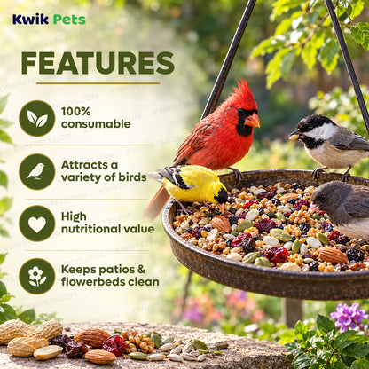 Features of Kaytee Ultra Waste Free Nut & Raisin Blend Wild Bird Food 5-lb