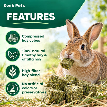 Features of Kaytee Timothy Hay Blend Cubes for Small Animals 1-lb