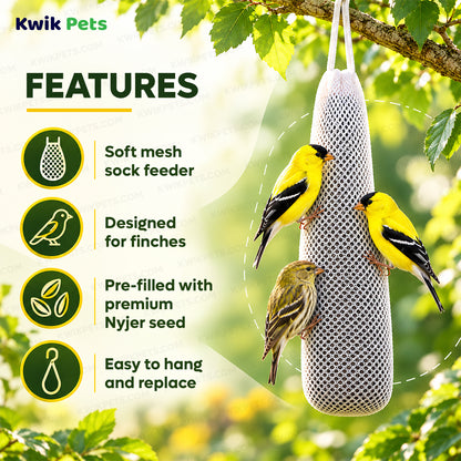 Features of Kaytee Nyjer Finch Sock Wild Bird Food Instant Feeder Twin Pack 26-oz