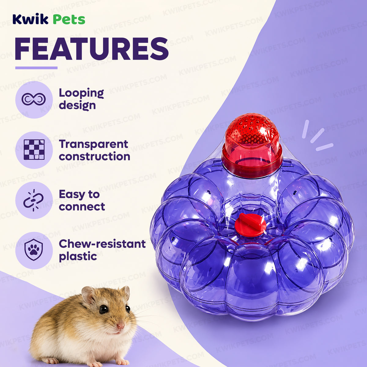 Features of Kaytee CritterTrail Add-On Loop-D-Loop 8 in X 8 in X 5 in