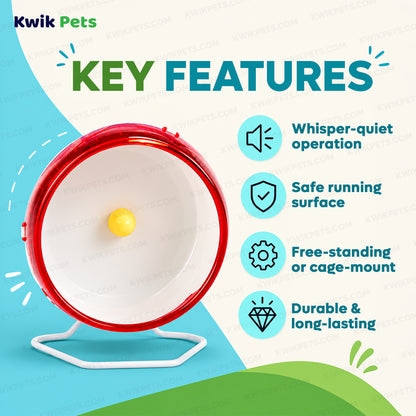 Features of Kaytee Silent Spinner Wheel for Small Animals Clear Regular 6.5-in