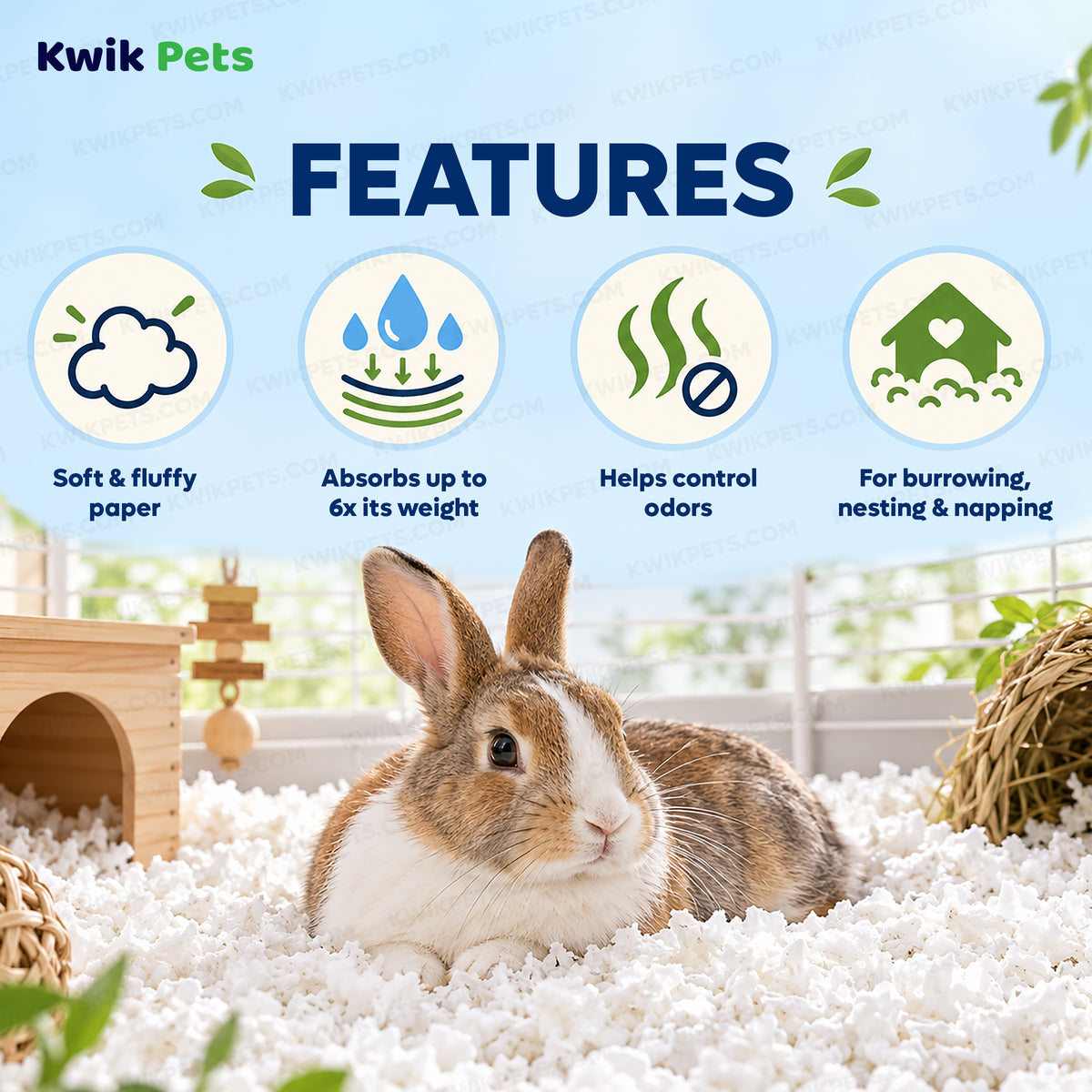 Features of Kaytee Clean & Cozy White Paper Small Animal Bedding 49.2 Liters