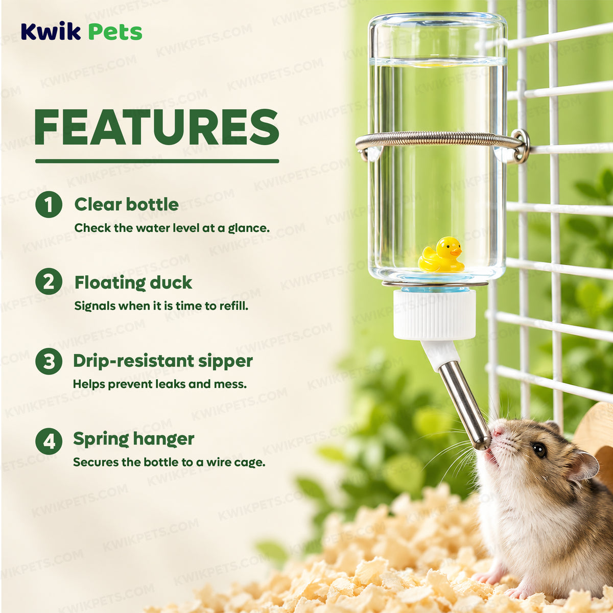 Features of Kaytee Clear Water Bottle for Small Pets 32-oz