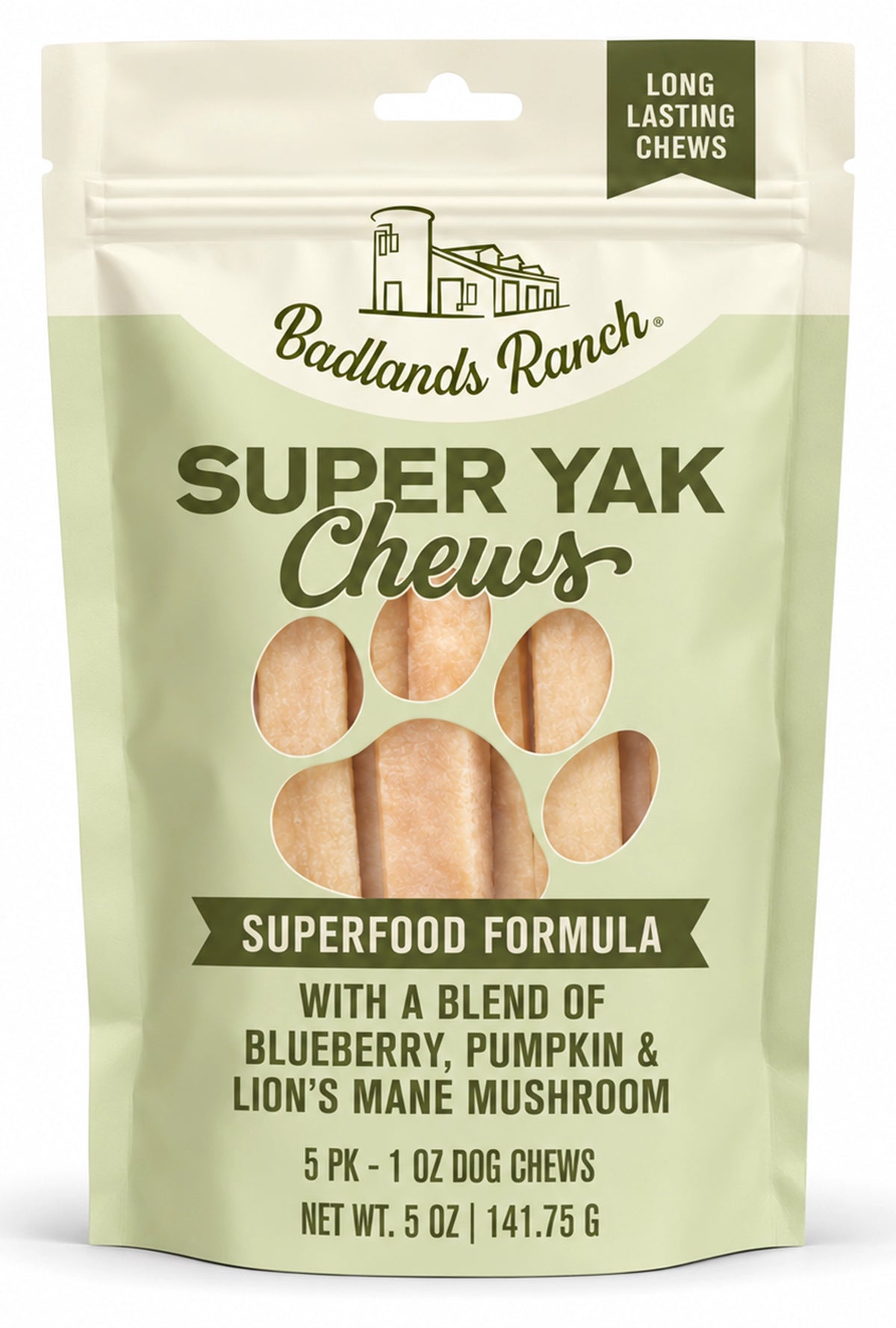 Front of Badlands Ranch Super Yak Chews Superfood Formula Dog Treats 2 Count