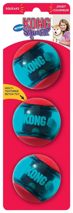 Front of KONG Squeezz Action Ball Dog Toy Red Medium