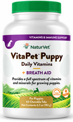 NaturVet Vita Pet Puppy Plus Breath Aid Tablets Time Release Jar 60 Count 6.3-oz