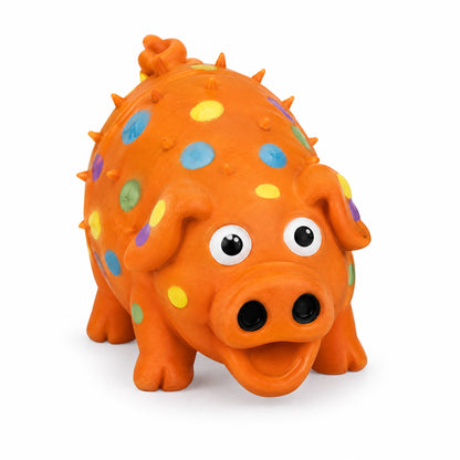 Front of Multipet Globlets Latex Squeaky Pig Dog Toy Assorted 4-in